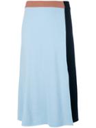 Cédric Charlier Midi Colour Block Skirt - Blue