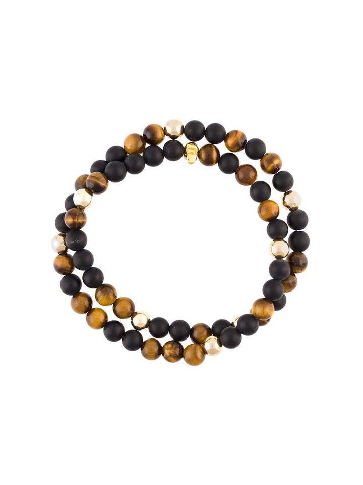 Nialaya Jewelry Beaded Wrap Around Bracelet, Men's, Size: Xxl, Black
