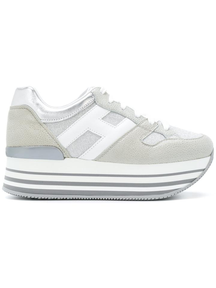 Hogan Striped Platform Logo Sneakers - Metallic