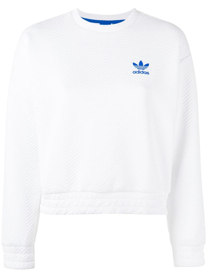 Adidas - Textured Logo Sweatshirt - Women - Polyester/spandex/elastane - 44, White, Polyester/spandex/elastane