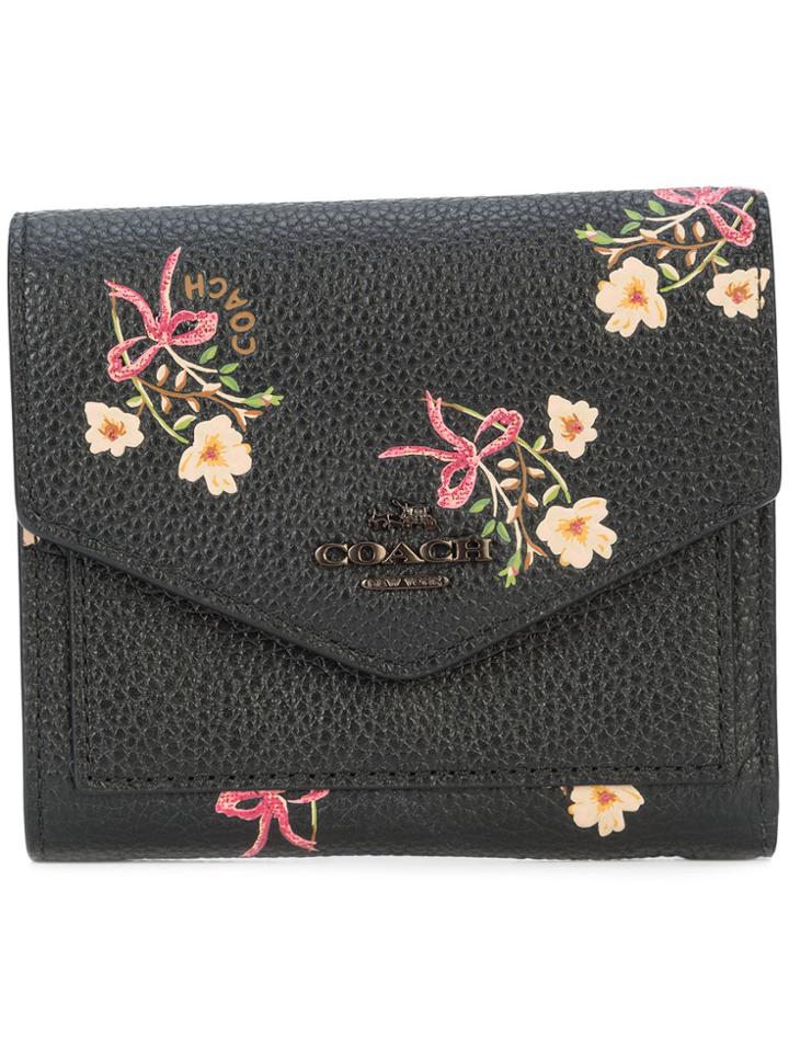 Coach Floral Bow Small Wallet - Black