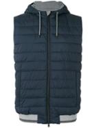 Herno Zipped Hooded Gilet, Men's, Size: 54, Blue, Polyamide/polyurethane