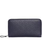 Burberry Perforated Leather Ziparound Wallet - Blue