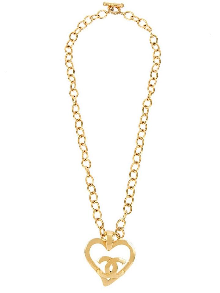 Chanel Pre-owned Cc Logo Chain Heart Motif Necklace - Metallic