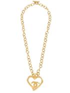 Chanel Pre-owned Cc Logo Chain Heart Motif Necklace - Metallic