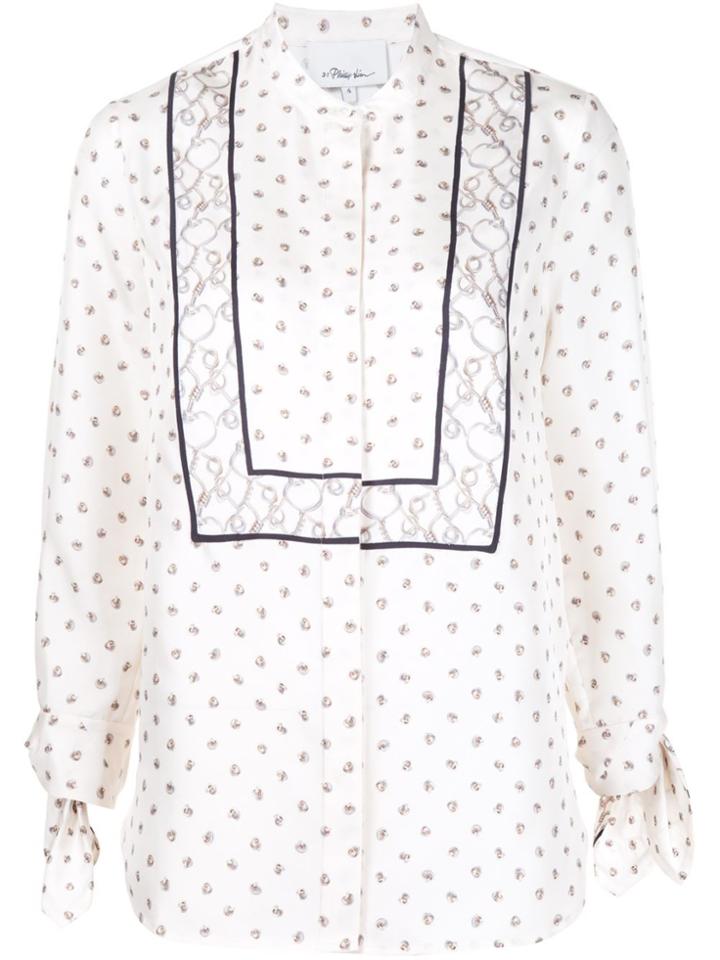 3.1 Phillip Lim Printed Tie Sleeve Blouse - White