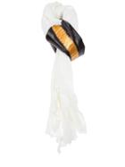 Cutuli Cult 'giannutri' Contrast Panel Scarf, Adult Unisex, White, Cotton