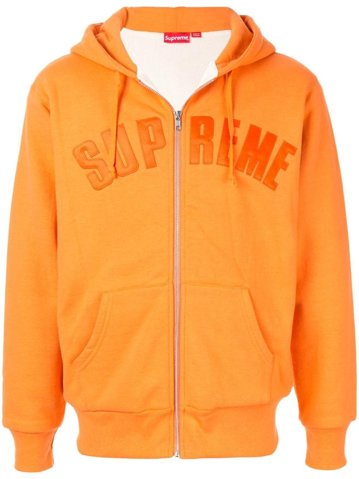 Supreme Arc Logo Thermal Zip-up Hoodie - Orange