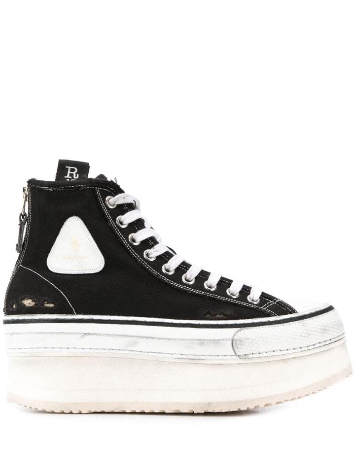 R13 Logo Platform Sneakers - Black