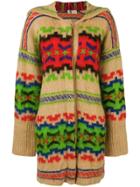 Kansai Yamamoto Vintage Ethnic Pattern Hooded Cardigan - Nude &