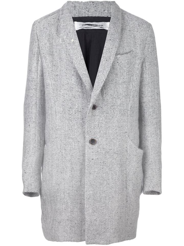 Individual Sentiments Woven Shawl Collar Jacket, Adult Unisex, Size: 2, Grey, Cotton/sisal/mohair/wool