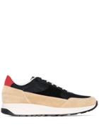 Common Projects Black And Beige Track Low Top Leather Sneakers