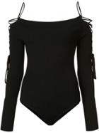 Cushnie Et Ochs Lace-up Detailing Boatneck Bodysuit - Black
