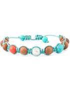 Shamballa Jewels Coral Diamond Beaded Bracelet, Women's, Red, Turquoise/coral/18kt White Gold/diamond