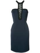 Yigal Azrouel Lace Inset Fitted Dress, Women's, Size: 6, Blue, Spandex/elastane/viscose/polyimide