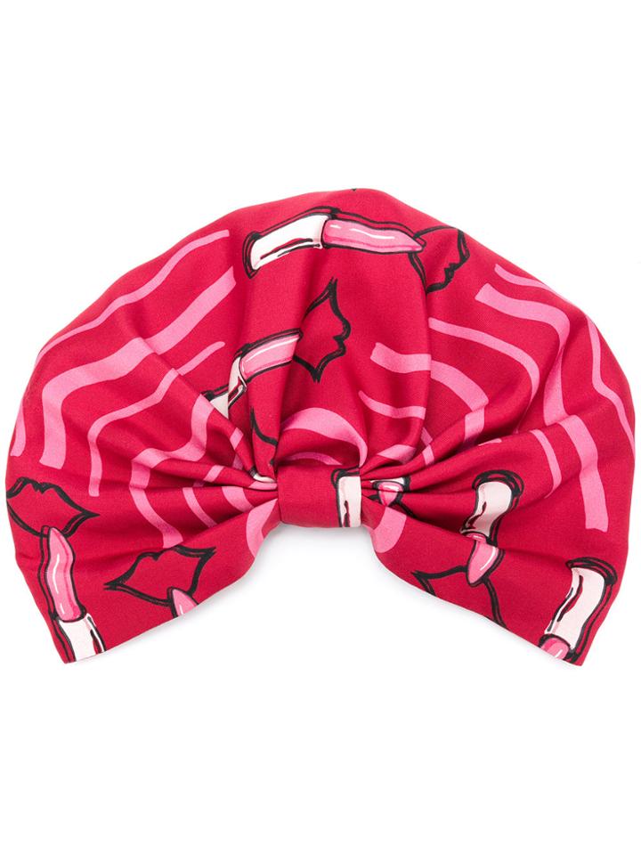 Valentino Lipstick Print Turban - Red