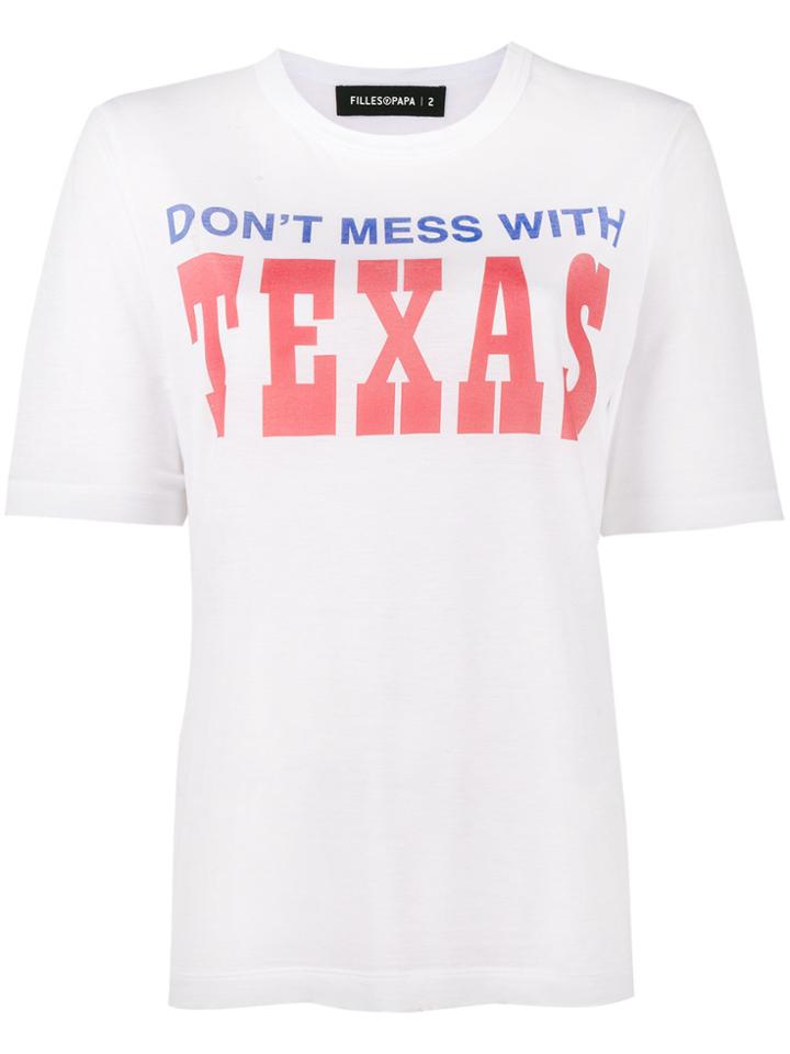 Filles A Papa Texas Printed Distressed T-shirt - White