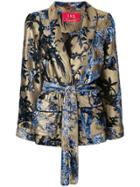 F.r.s For Restless Sleepers Floral Print Belted Blazer - Metallic