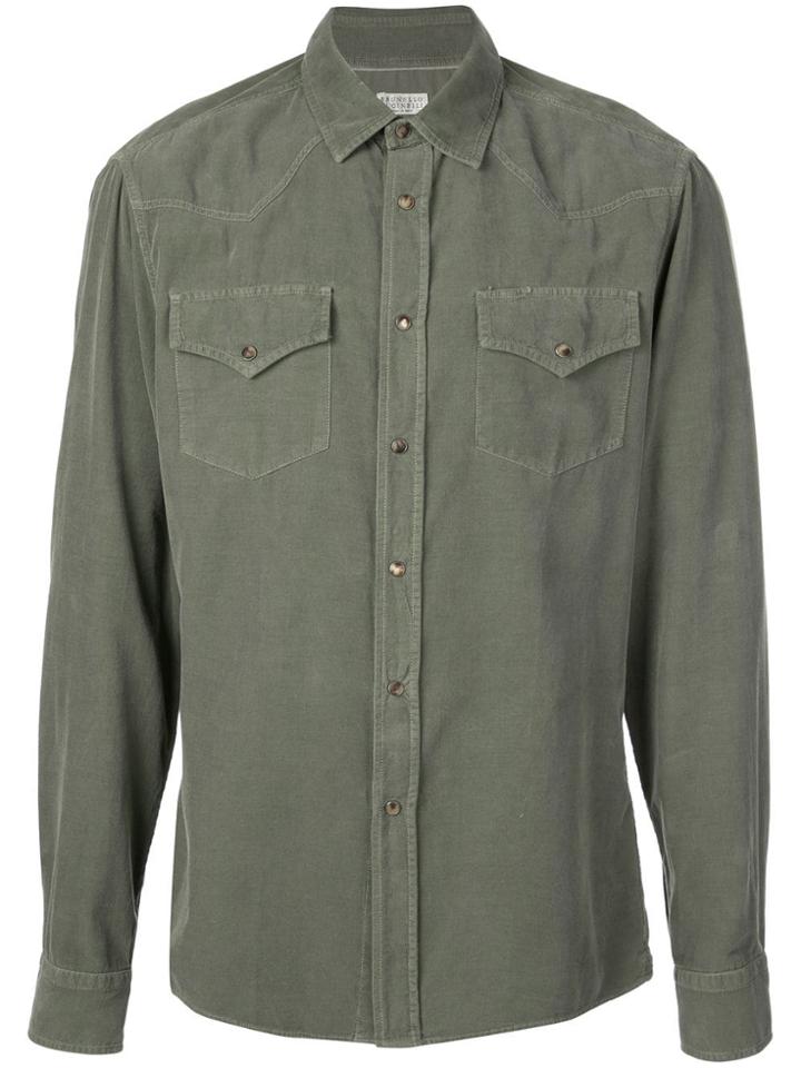Brunello Cucinelli Corduroy Western Style Shirt - Green