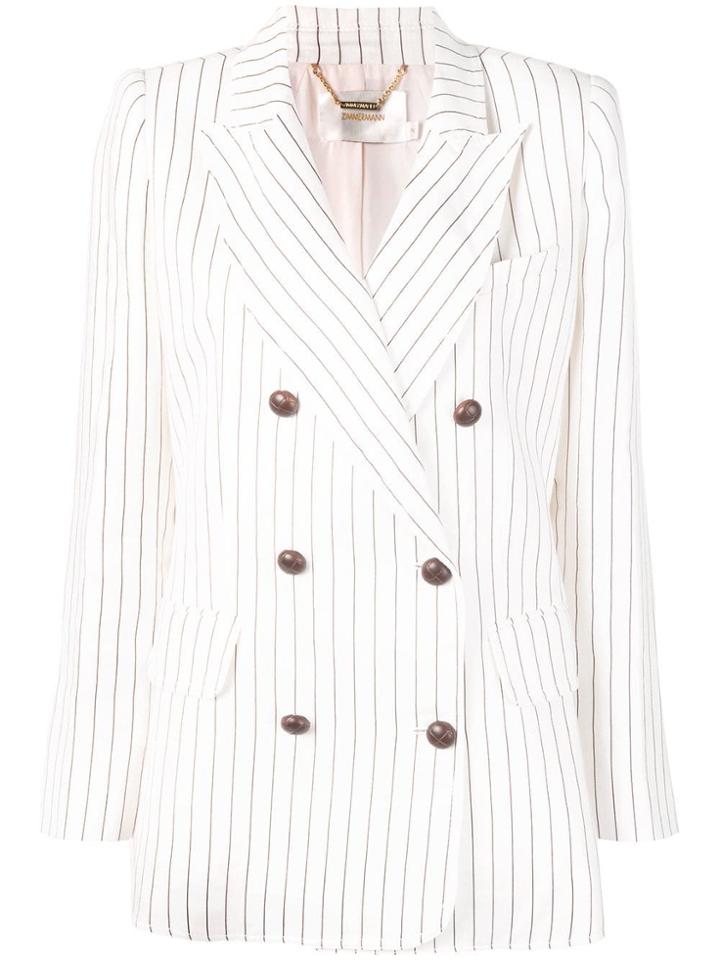 Zimmermann Stripe Print Blazer - White