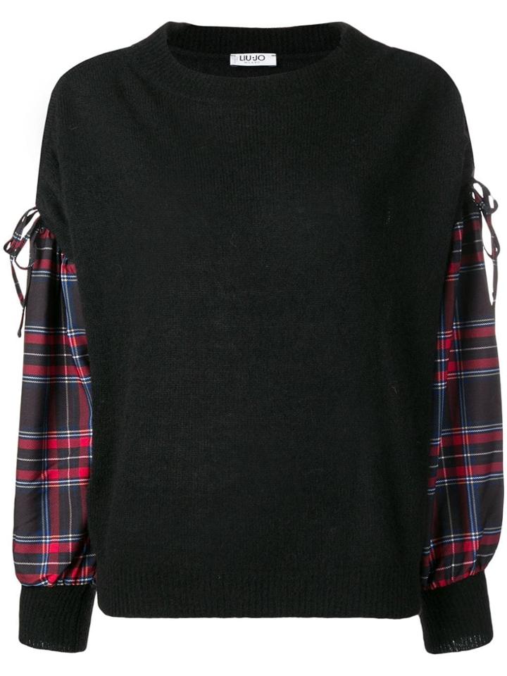 Liu Jo Checked Sleeve Jumper - Black