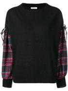 Liu Jo Checked Sleeve Jumper - Black