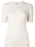 Courrèges Ribbed Knit T-shirt, Women's, Size: 2, White, Cotton/cashmere