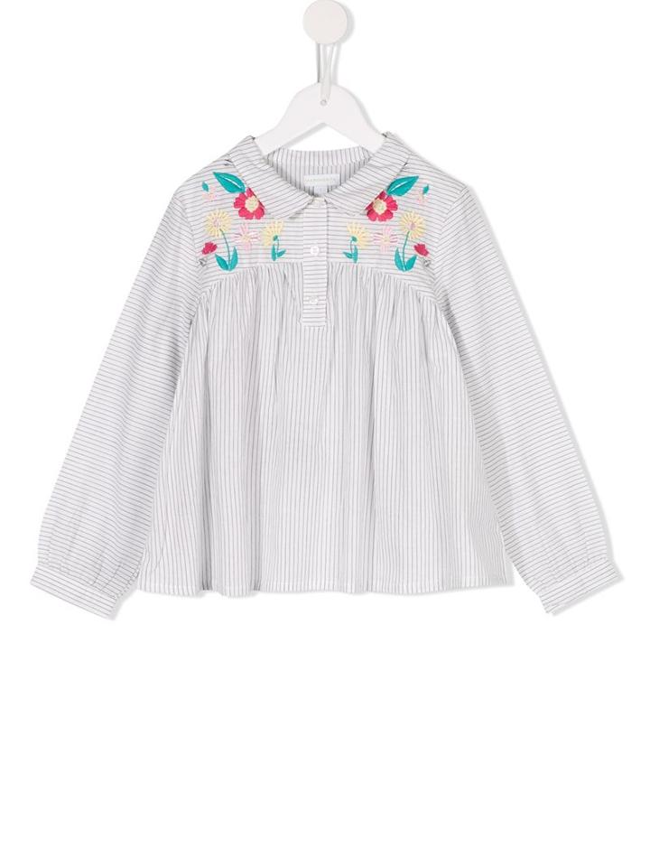 Missoni Kids Floral Embroidered Striped Shirt, Toddler Girl's, Size: 4 Yrs, White