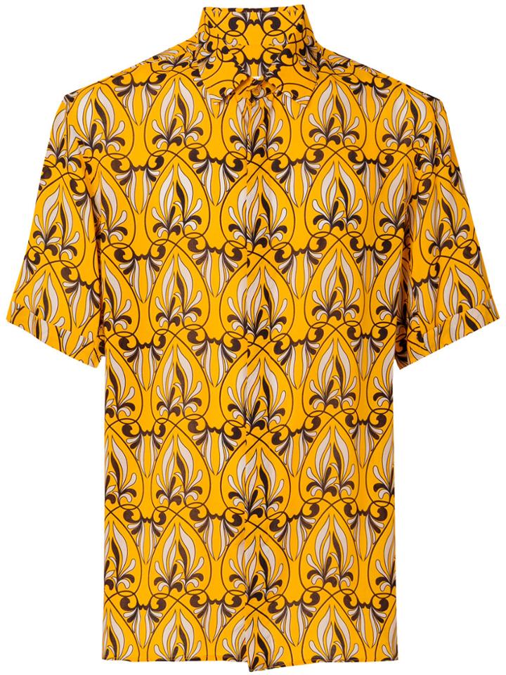 Versace Collection Printed Shortsleeved Shirt - Yellow & Orange