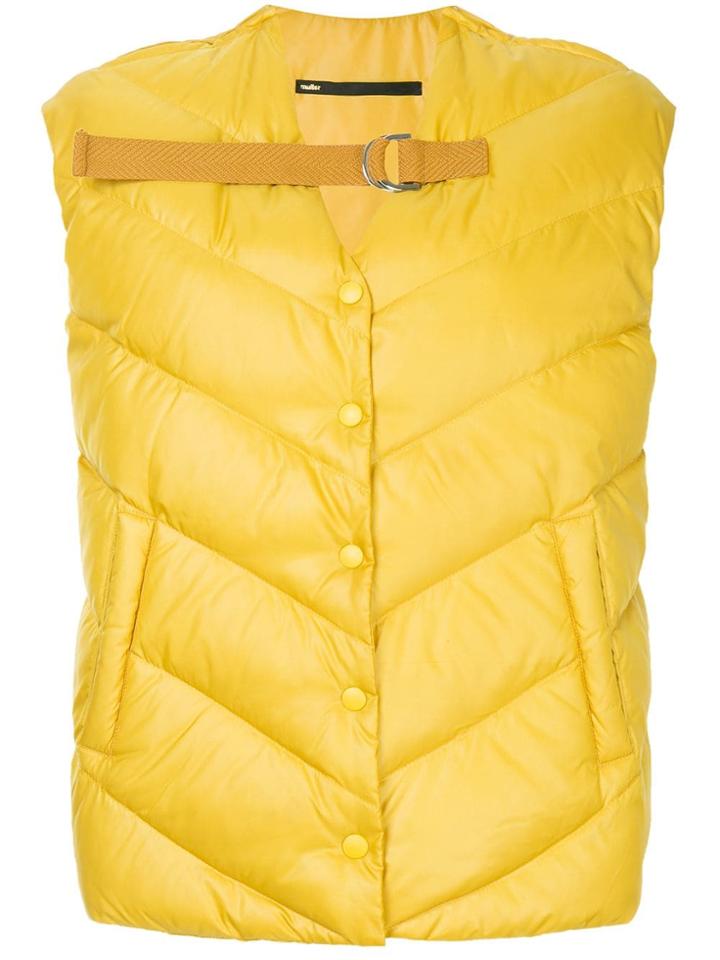 Muller Of Yoshiokubo Press Stud Quilted Vest - Yellow & Orange
