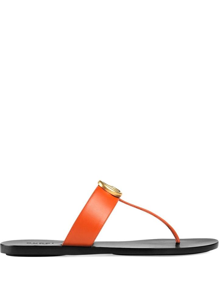 Gucci Marmont Gg Thong Sandals - Orange
