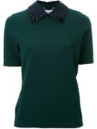 Muveil Embellished Collar Knit Top, Women's, Size: 40, Green, Acrylic/nylon/polyester/wool