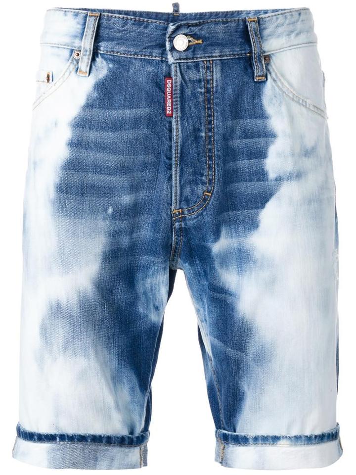 Dsquared2 Heavily Bleached Denim Shorts, Men's, Size: 48, Blue, Cotton