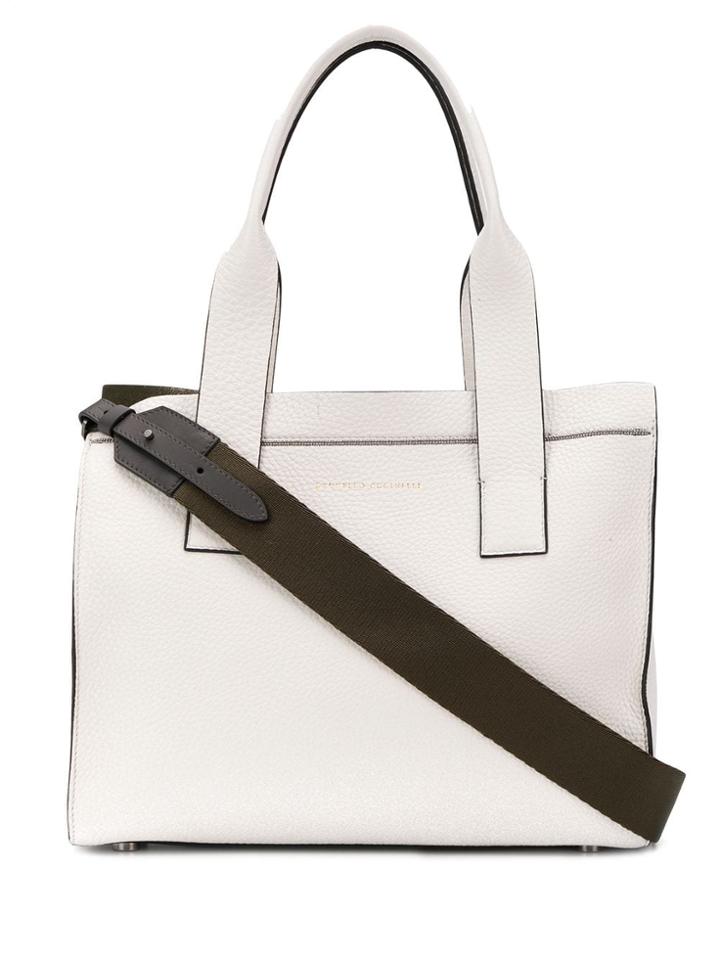 Brunello Cucinelli Contrast Trim Tote Bag - White