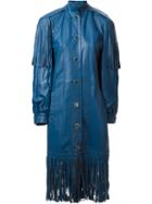 Christian Dior Vintage Long Fringed Coat, Women's, Size: 38, Blue