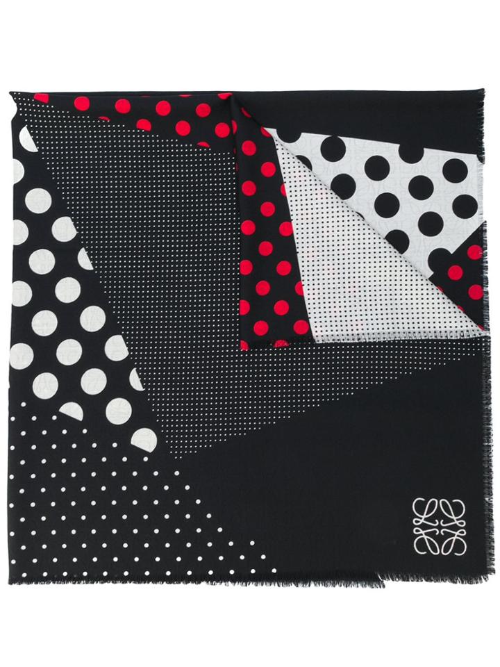 Loewe Polka Dot Print Scarf - Black