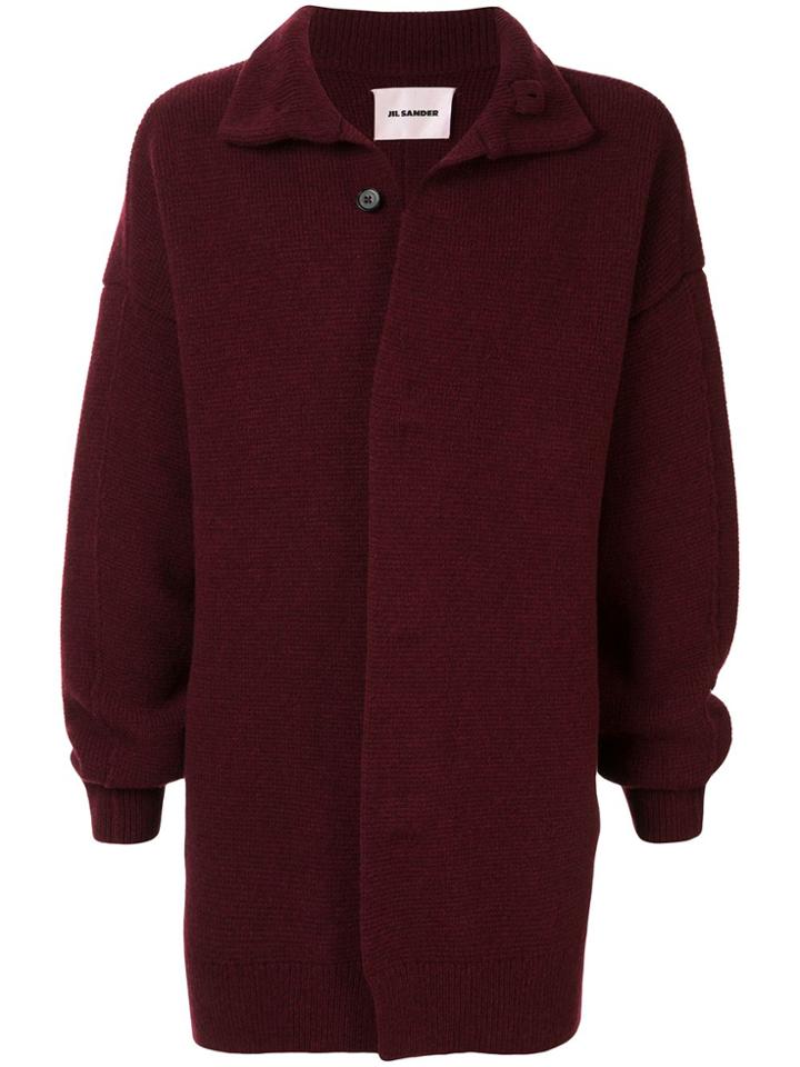Jil Sander Buttoned Oversized Cardigan - Red