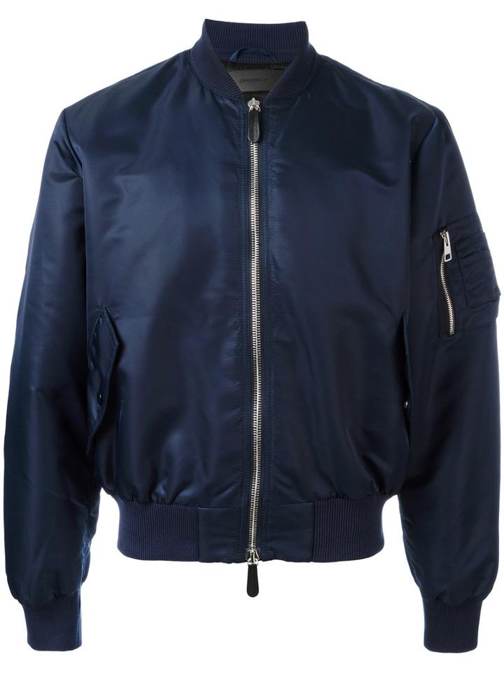 J.w.anderson Classic Bomber Jacket, Men's, Size: 50, Blue, Nylon/cotton/polyamide/leather