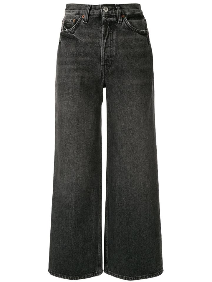 Re/done High-rise Wide-leg Jeans - Grey