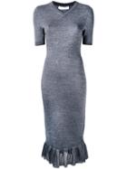 Victoria Beckham - Frill Hem Dress - Women - Polyamide/polyester/spandex/elastane/viscose - 10, Blue, Polyamide/polyester/spandex/elastane/viscose