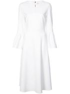 Tibi Ruffle Sleeve Flared Dress - White