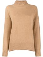 Allude Ribbed Turtle Neck Jumper - Brown