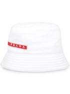 Prada Logo Plaque Bucket Hat - White