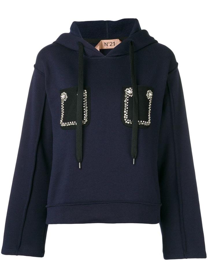 No21 Crystal Embellished Hoodie - Blue