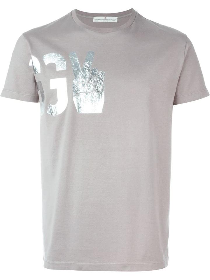 Golden Goose Deluxe Brand Foil Print T-shirt, Men's, Size: M, Nude/neutrals, Cotton