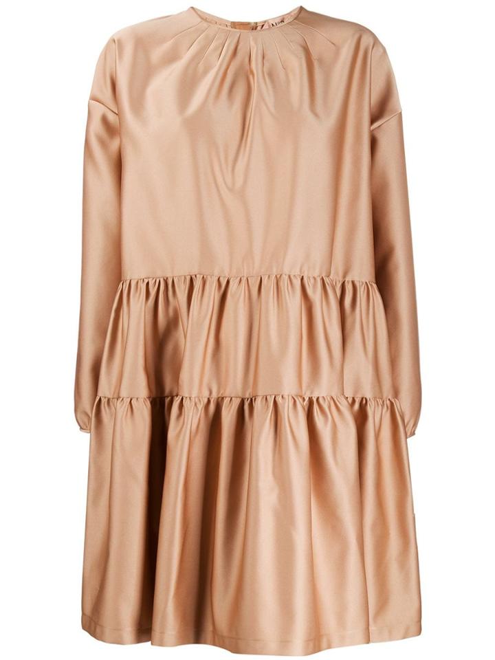 Nº21 Flared Satin Ruched Dress - Pink