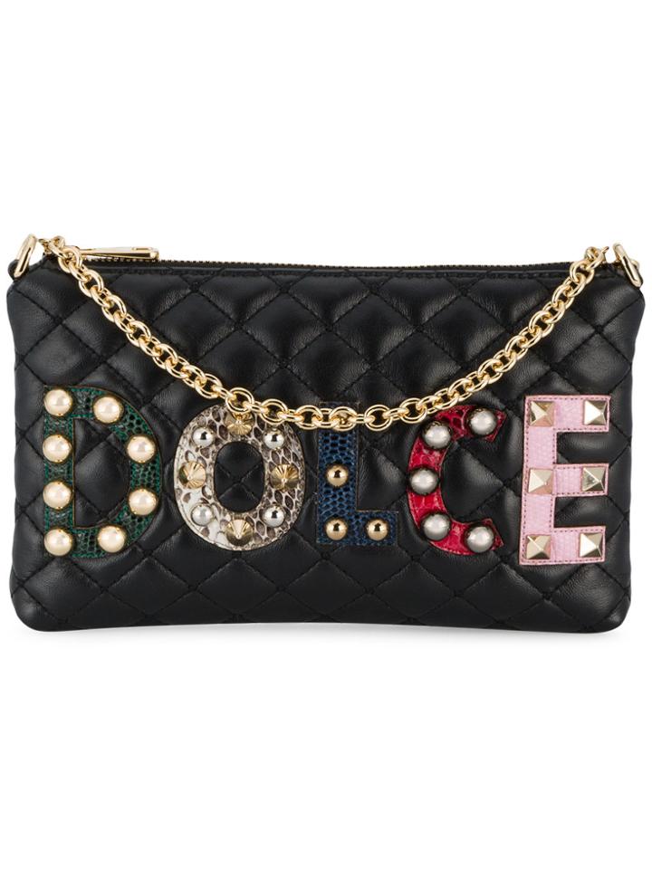 Dolce & Gabbana Appliqué Logo Quilted Wallet - Black