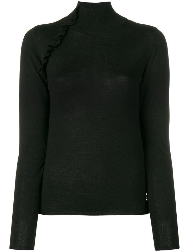 Patrizia Pepe Ruffled Detail Jumper - Black