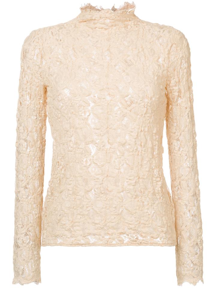 Helmut Lang Lace High Neck Top - Yellow & Orange
