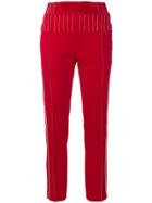 Valentino Contrasting Stitch Trousers - Red